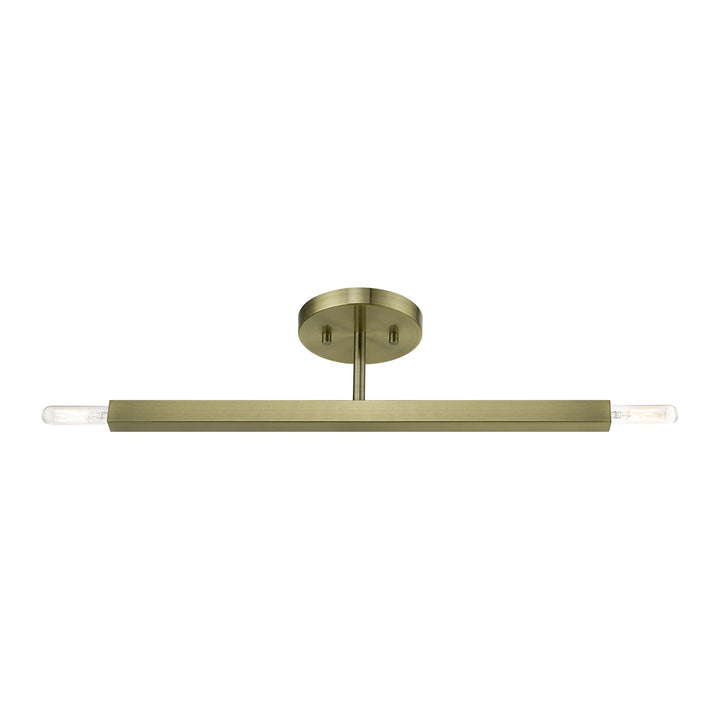 2 Light Antique Brass Semi-Flush