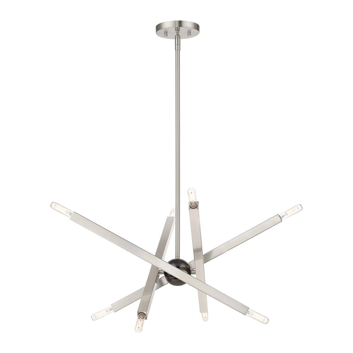 8 Light Brushed Nickel Chandelier With Black Chrome Finish Accent by Livex Lighting