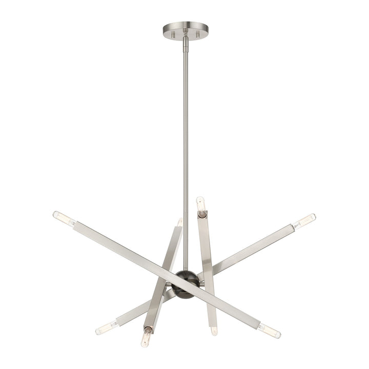 8 Light Brushed Nickel Chandelier With Black Chrome Finish Accent by Livex Lighting