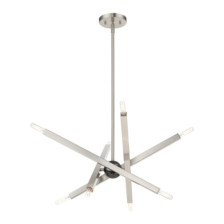 8 Light Brushed Nickel Chandelier With Black Chrome Finish Accent