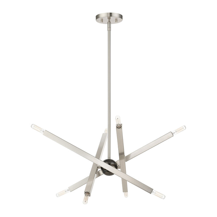 8 Light Brushed Nickel Chandelier With Black Chrome Finish Accent