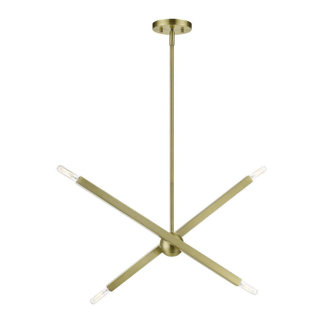 4 Light Antique Brass Linear Chandelier by Livex Lighting