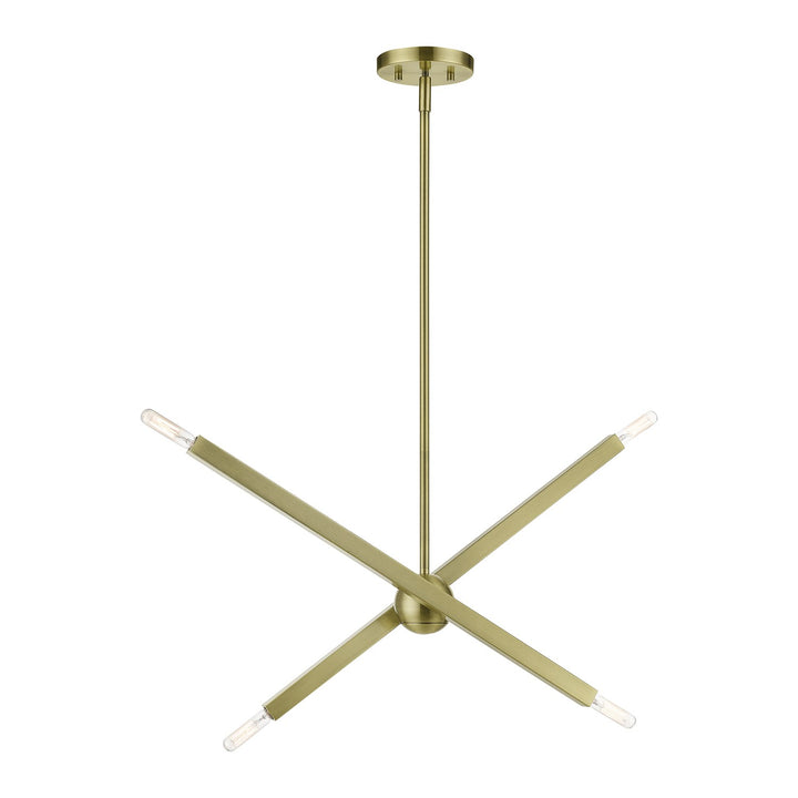 4 Light Antique Brass Linear Chandelier by Livex Lighting