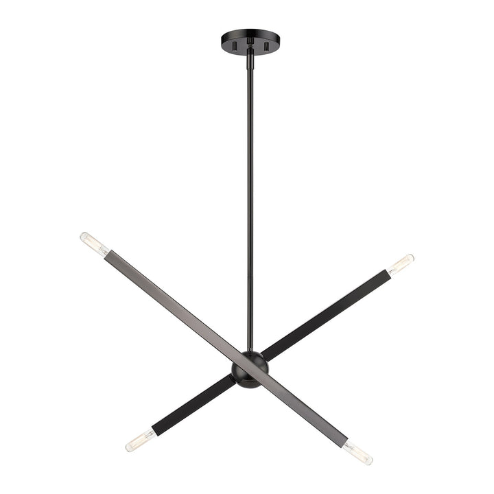 4 Light Black Chrome Linear Chandelier by Livex Lighting
