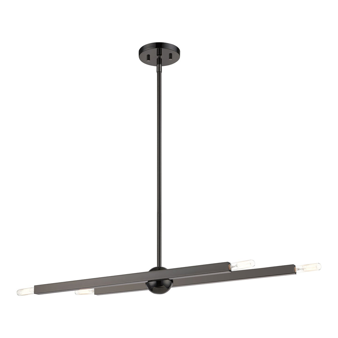 4 Light Black Chrome Linear Chandelier