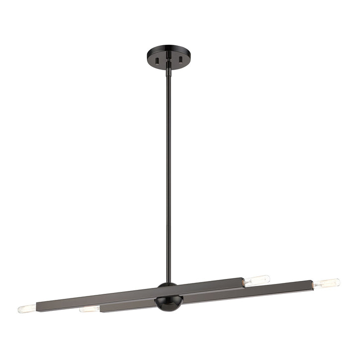 4 Light Black Chrome Linear Chandelier