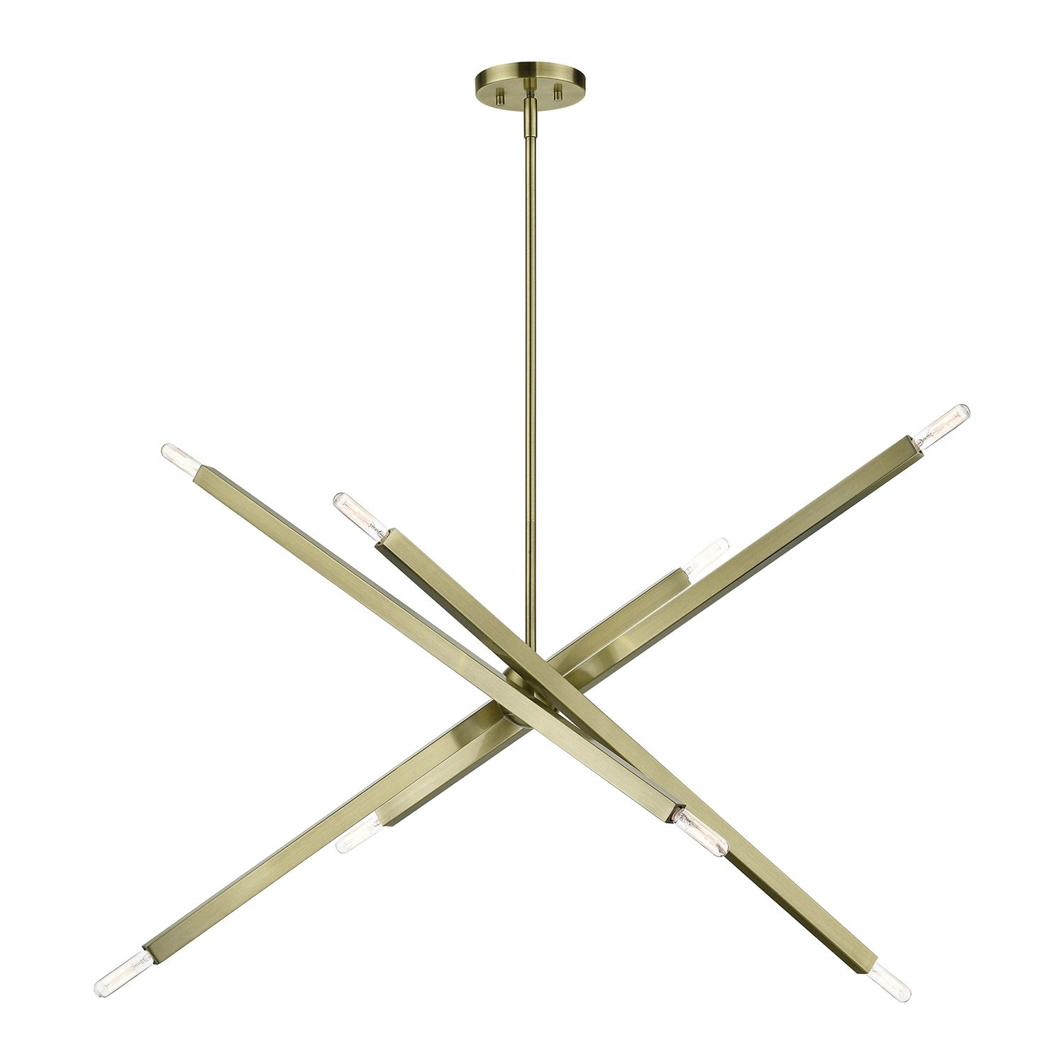 8 Light Antique Brass Large Linear Chandelier by Livex Lighting