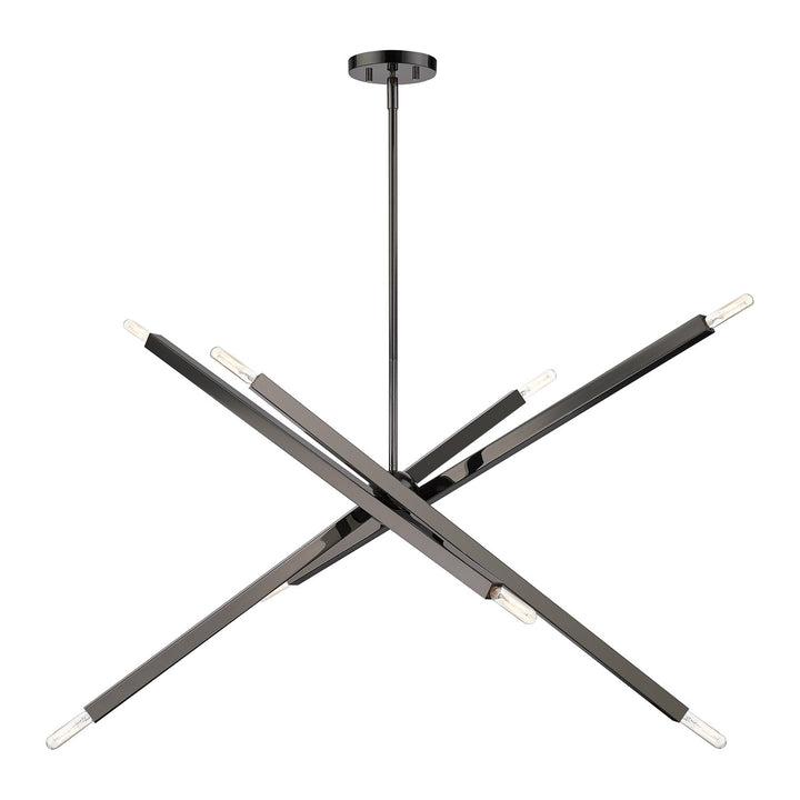 8 Light Black Chrome Large Linear Chandelier by Livex Lighting