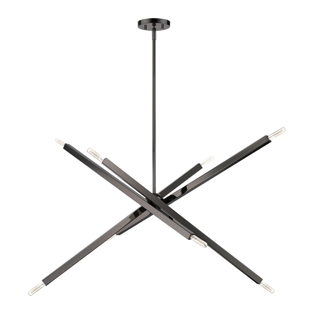 8 Light Black Chrome Large Linear Chandelier
