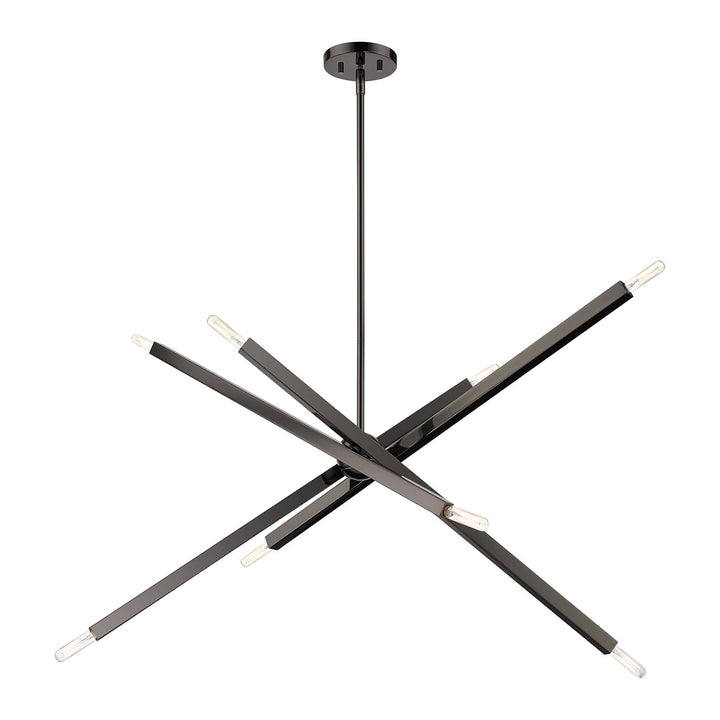 8 Light Black Chrome Large Linear Chandelier