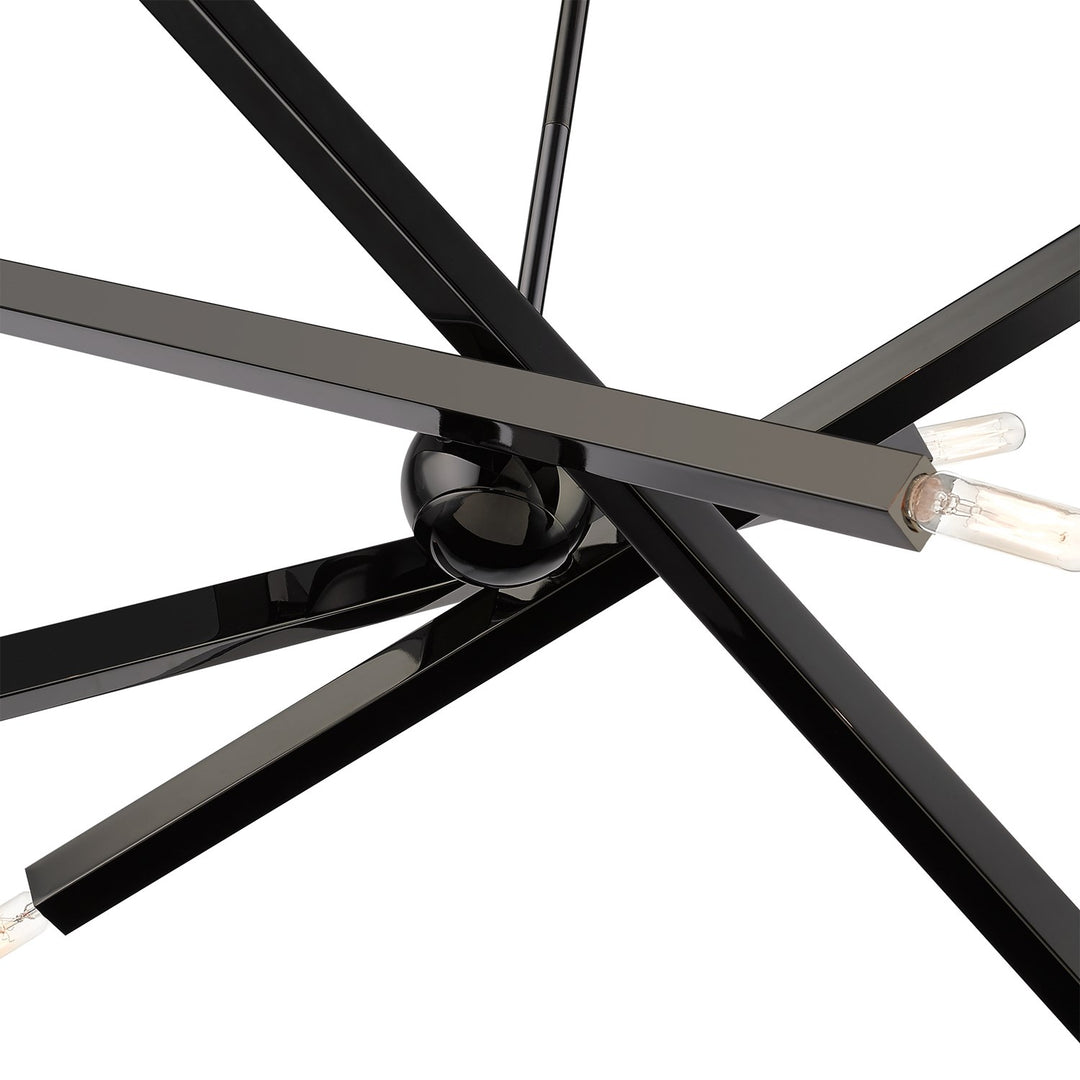 8 Light Black Chrome Large Linear Chandelier