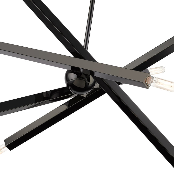 8 Light Black Chrome Large Linear Chandelier