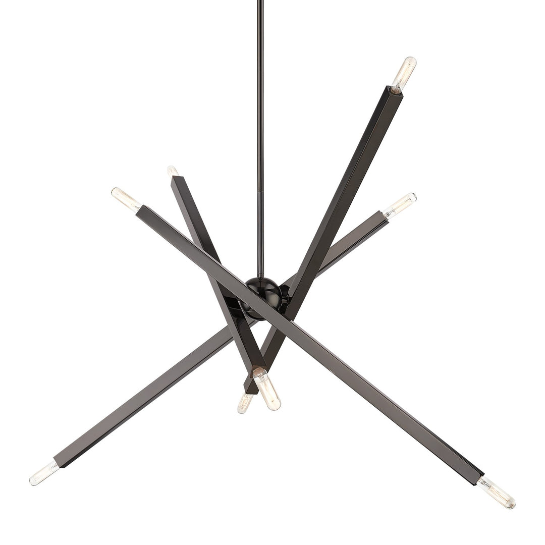 8 Light Black Chrome Large Linear Chandelier