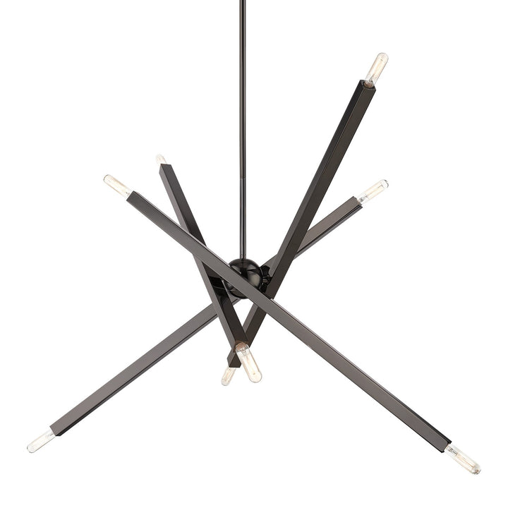 8 Light Black Chrome Large Linear Chandelier