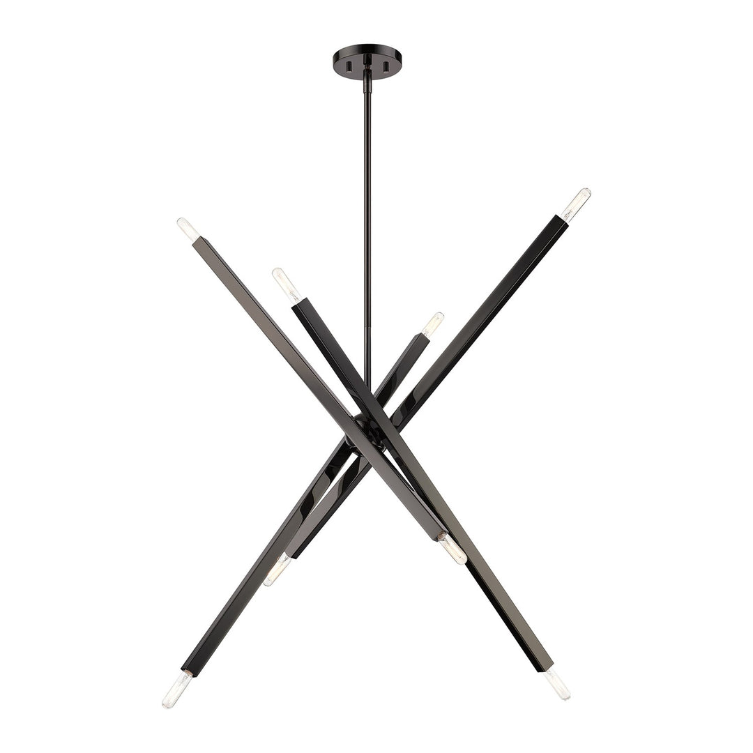 8 Light Black Chrome Large Linear Chandelier