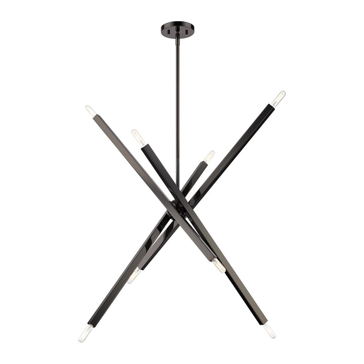 8 Light Black Chrome Large Linear Chandelier