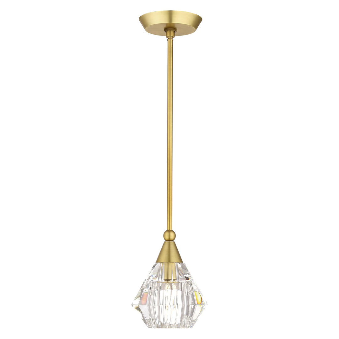 1 Light Natural Brass Crystal Single Pendant by Livex Lighting