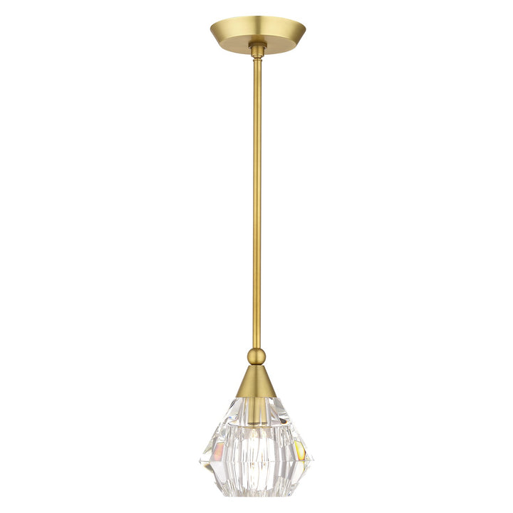 1 Light Natural Brass Crystal Single Pendant by Livex Lighting