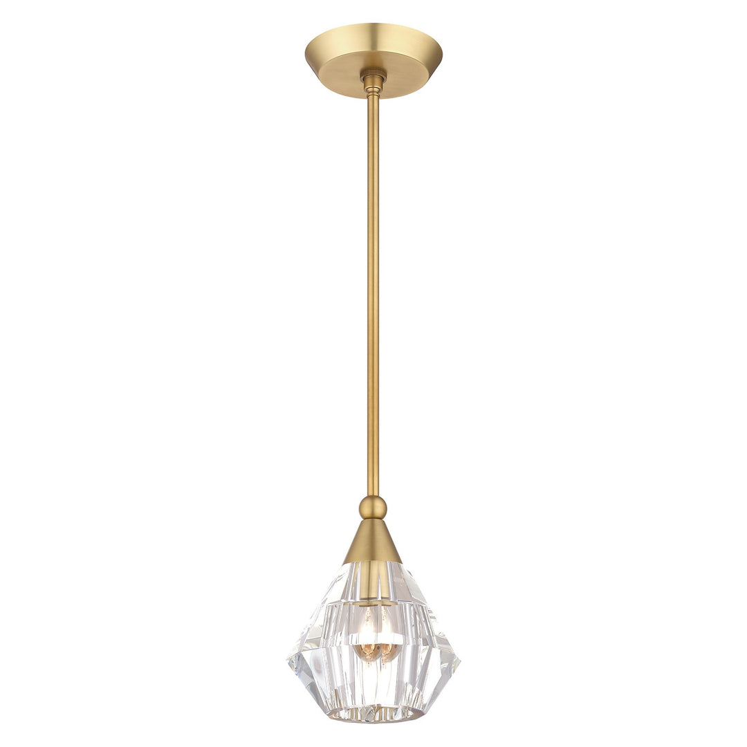 1 Light Natural Brass Crystal Single Pendant