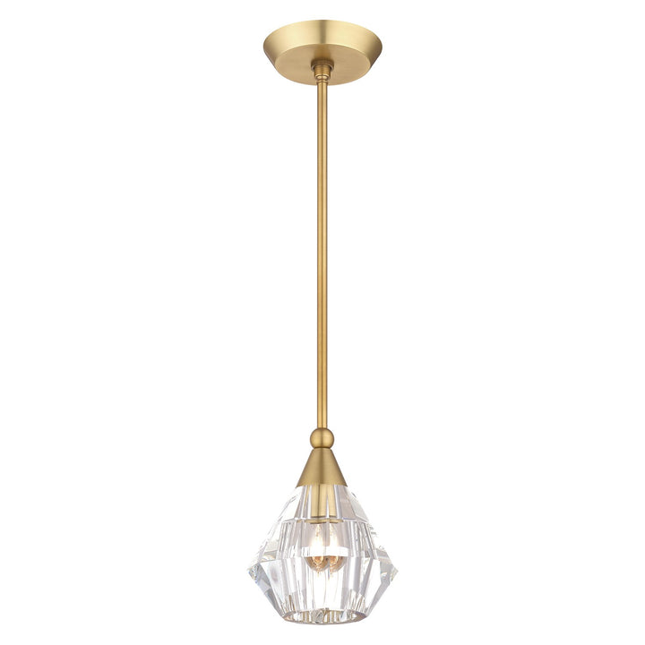 1 Light Natural Brass Crystal Single Pendant