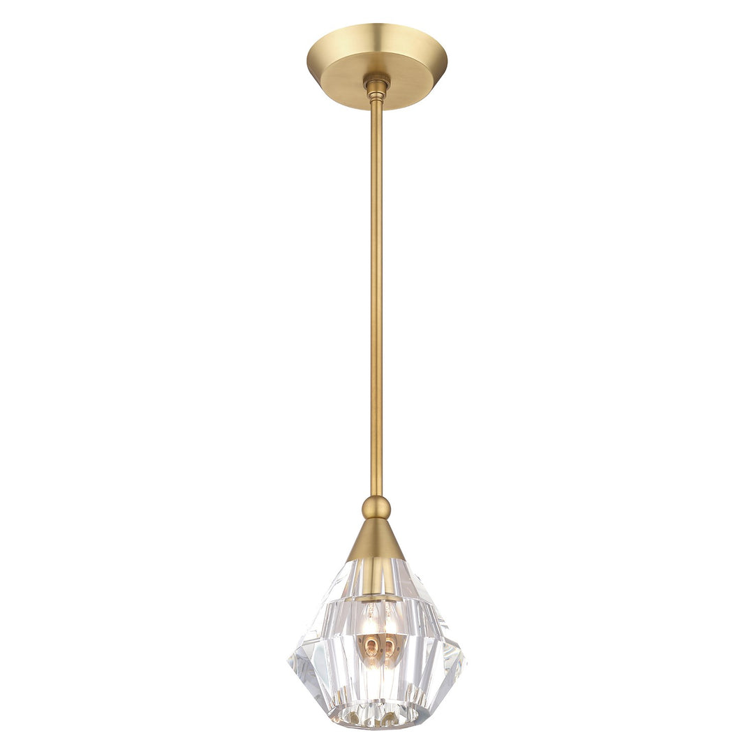 1 Light Natural Brass Crystal Single Pendant
