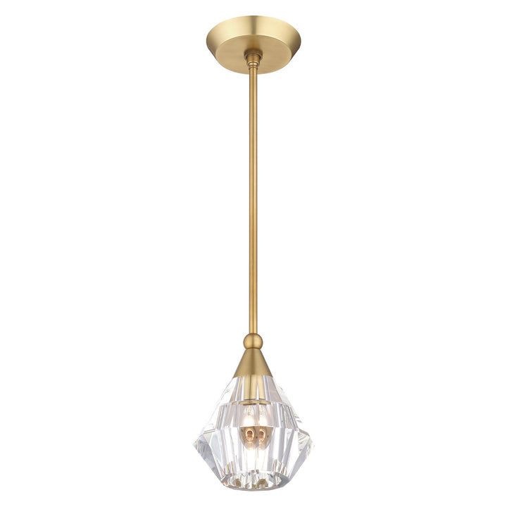 1 Light Natural Brass Crystal Single Pendant
