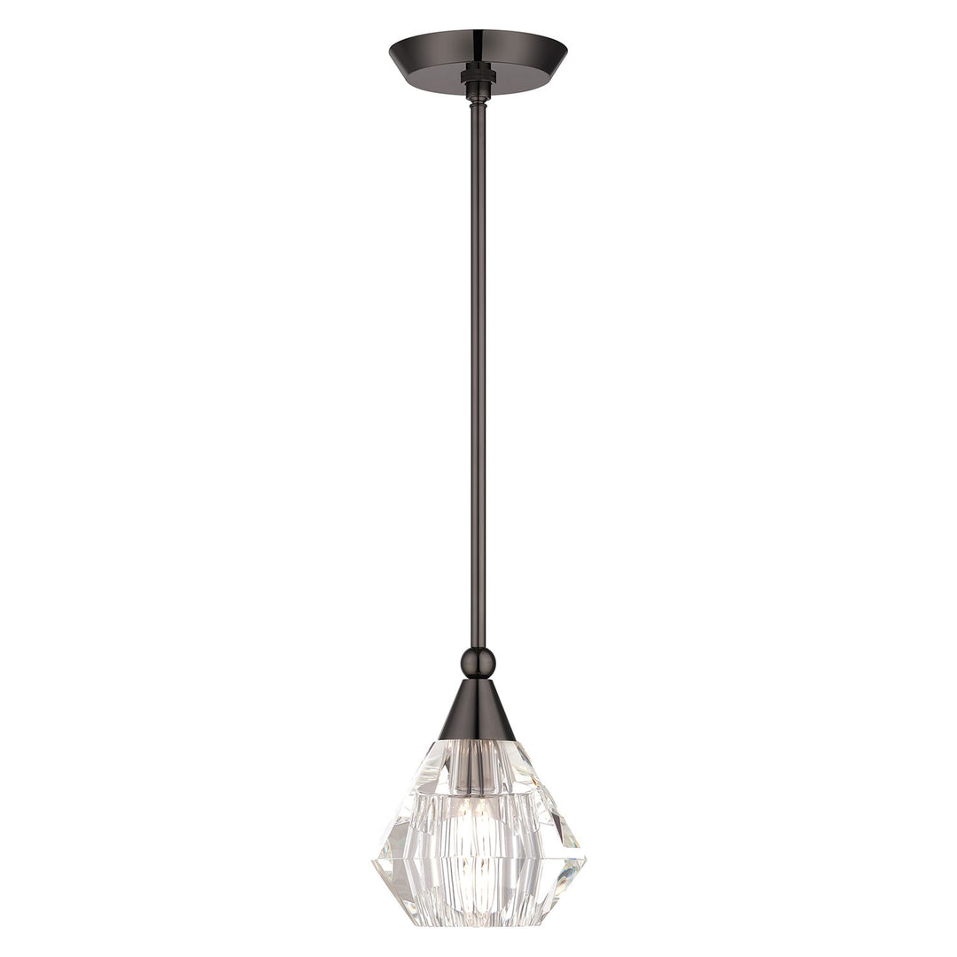 1 Light Black Chrome Crystal Single Pendant by Livex Lighting