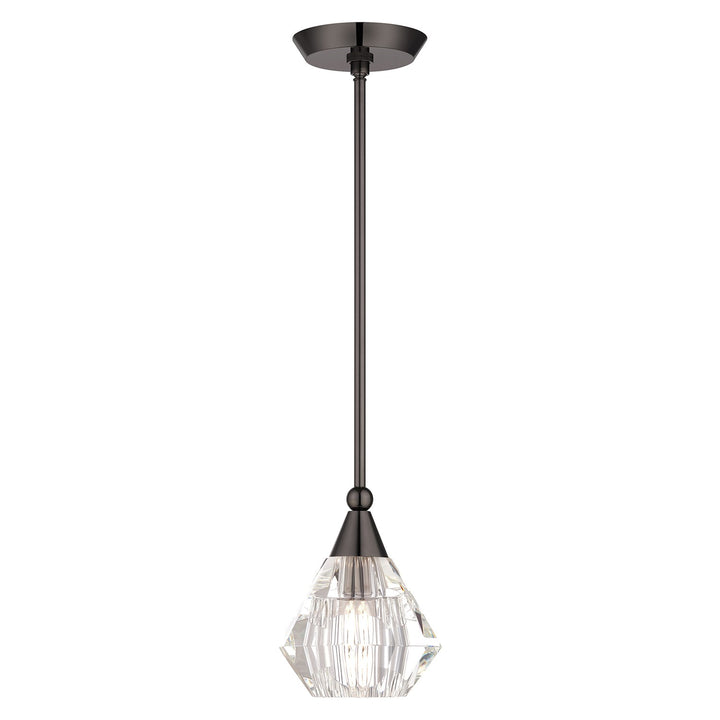1 Light Black Chrome Crystal Single Pendant by Livex Lighting
