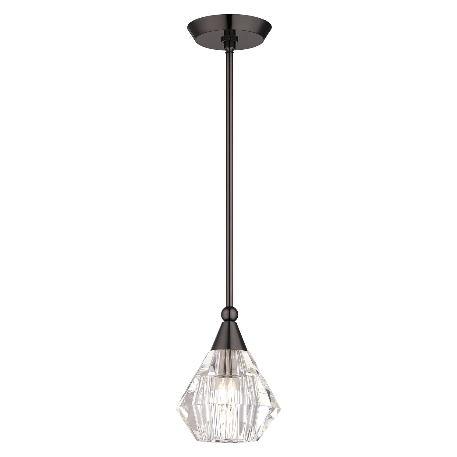 1 Light Black Chrome Crystal Single Pendant