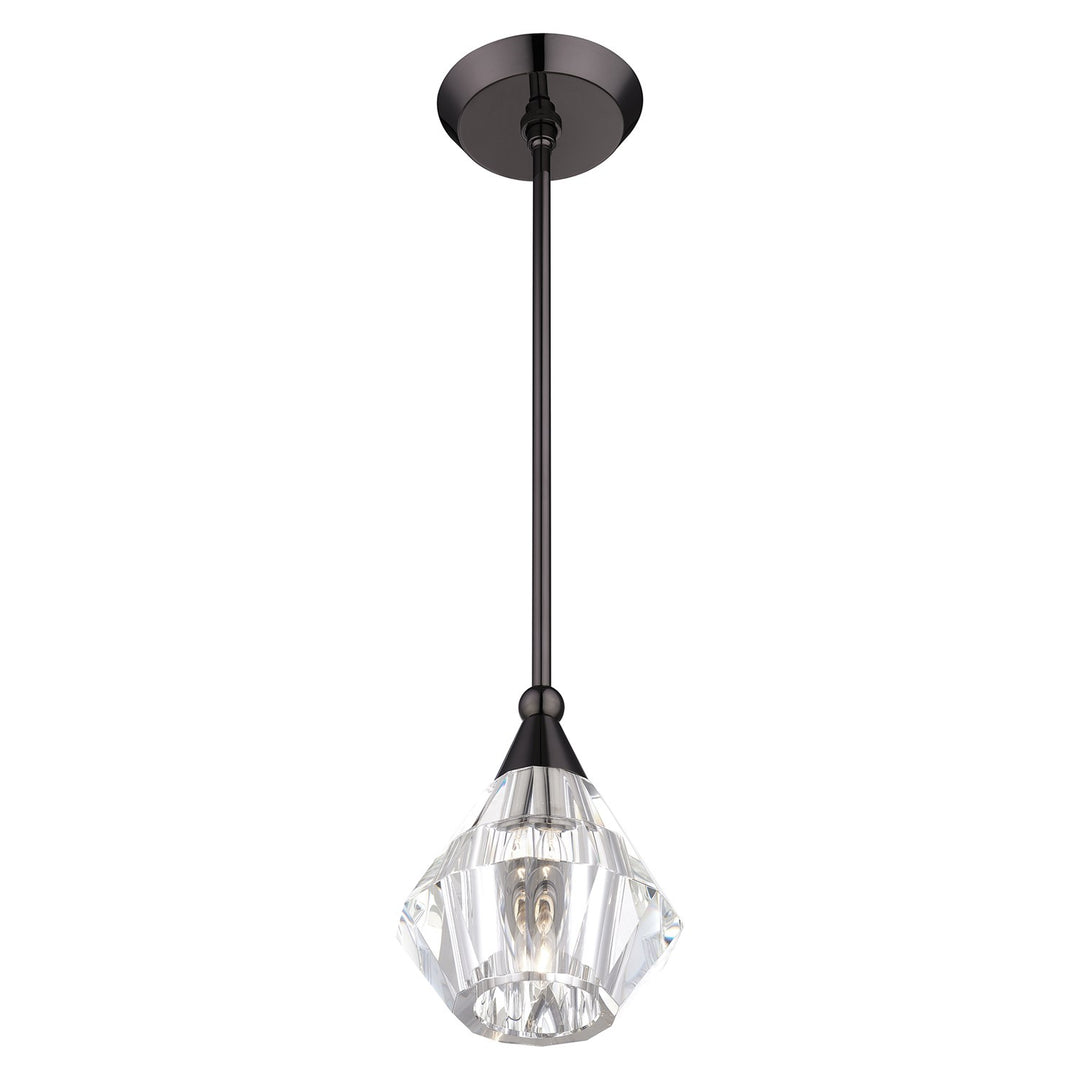 1 Light Black Chrome Crystal Single Pendant