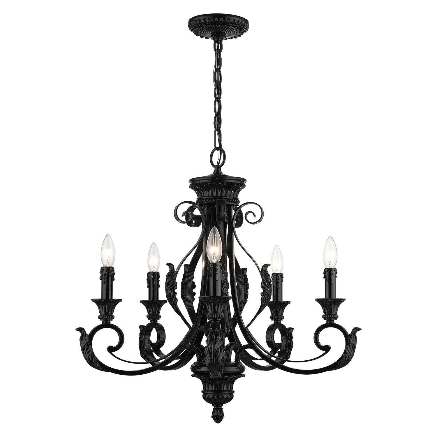 5 Light Shiny Black Chandelier by Livex Lighting