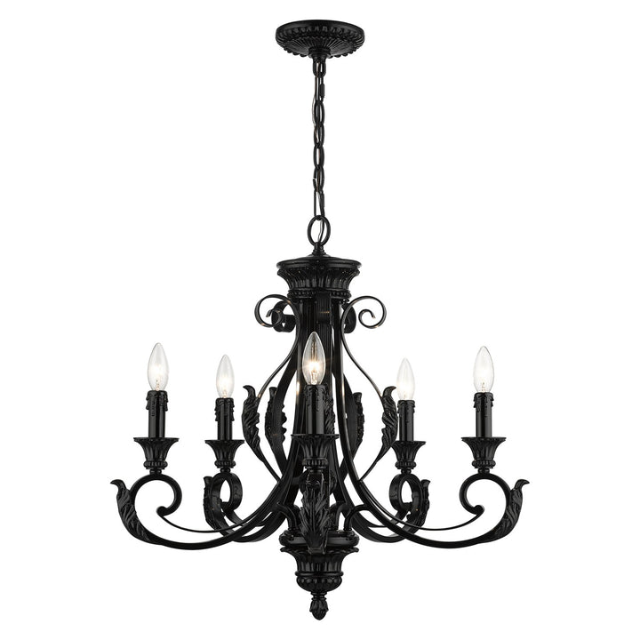 5 Light Shiny Black Chandelier by Livex Lighting