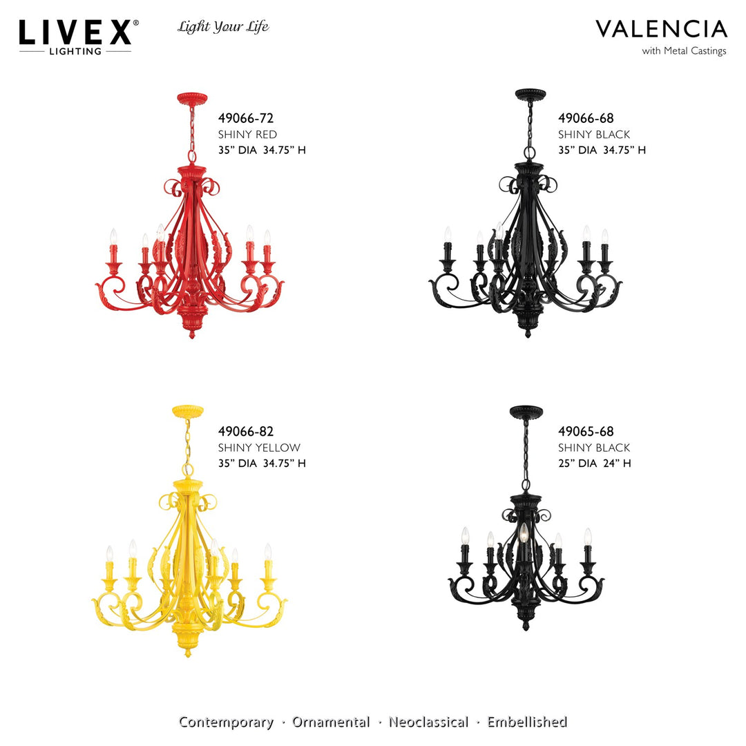 5 Light Shiny Black Chandelier
