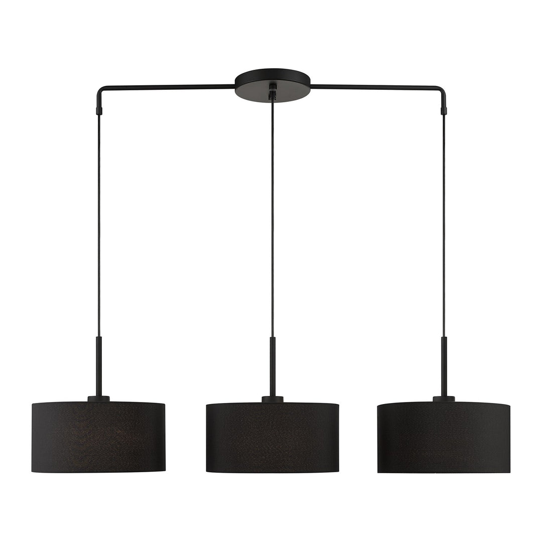 3 Light Black Large Linear Chandelier