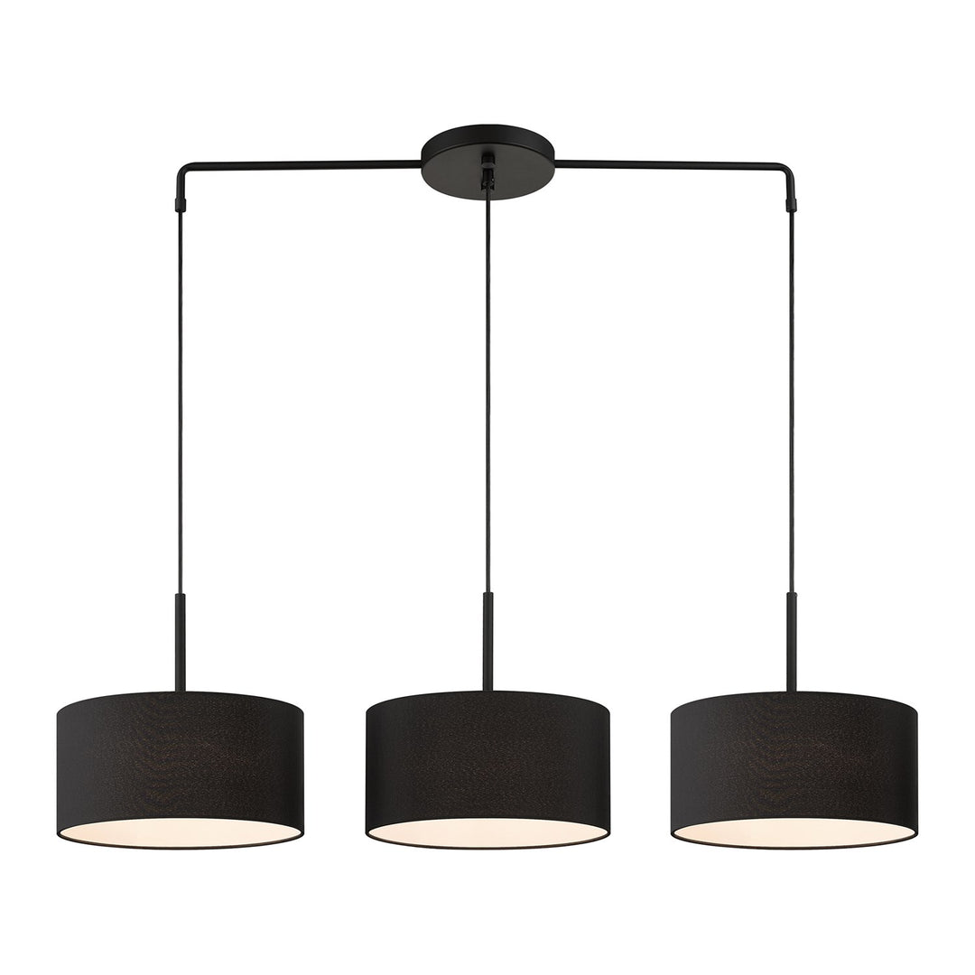 3 Light Black Large Linear Chandelier