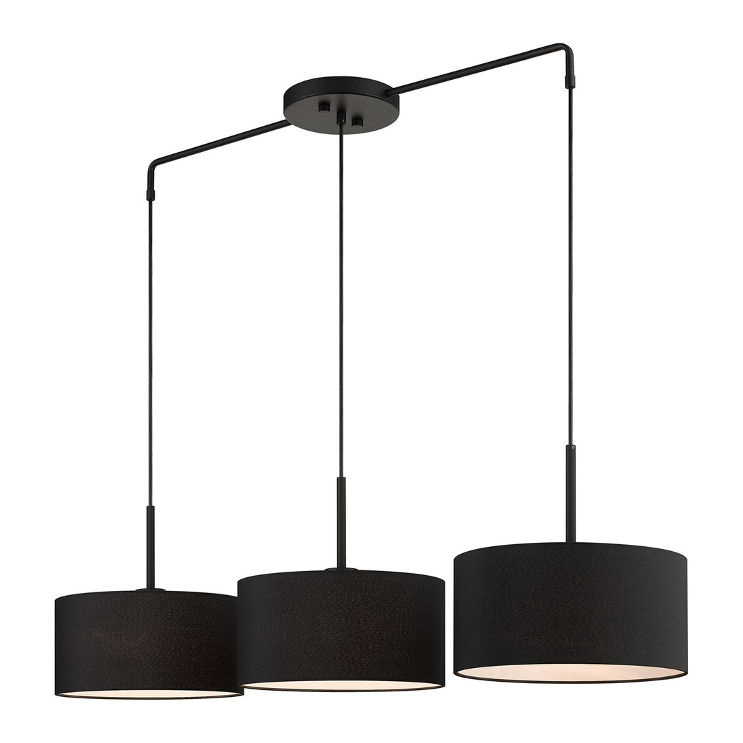 3 Light Black Large Linear Chandelier