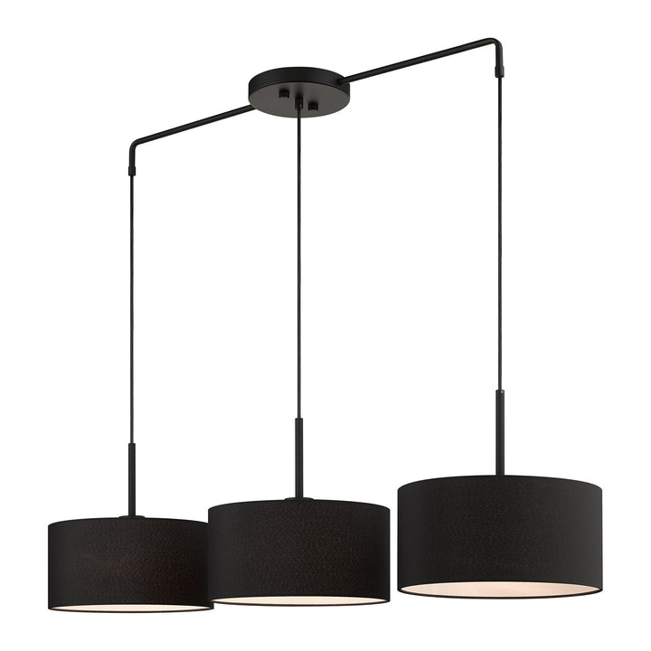 3 Light Black Large Linear Chandelier