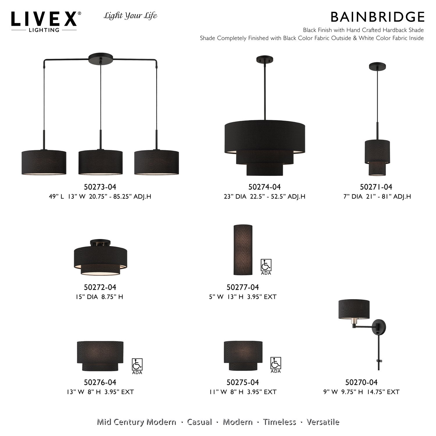2 Light Black Ada Sconce