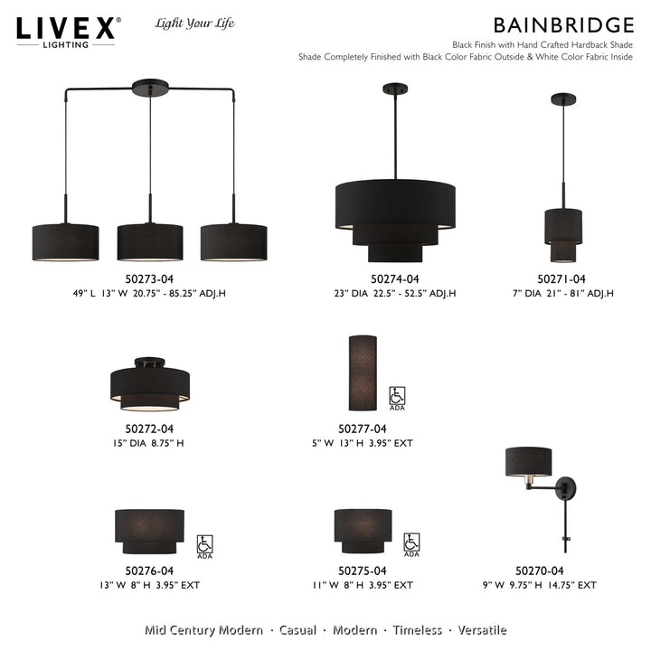 2 Light Black Ada Sconce