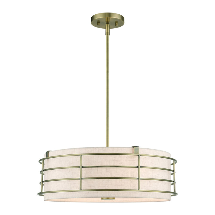 4 Light Antique Brass Pendant Chandelier by Livex Lighting