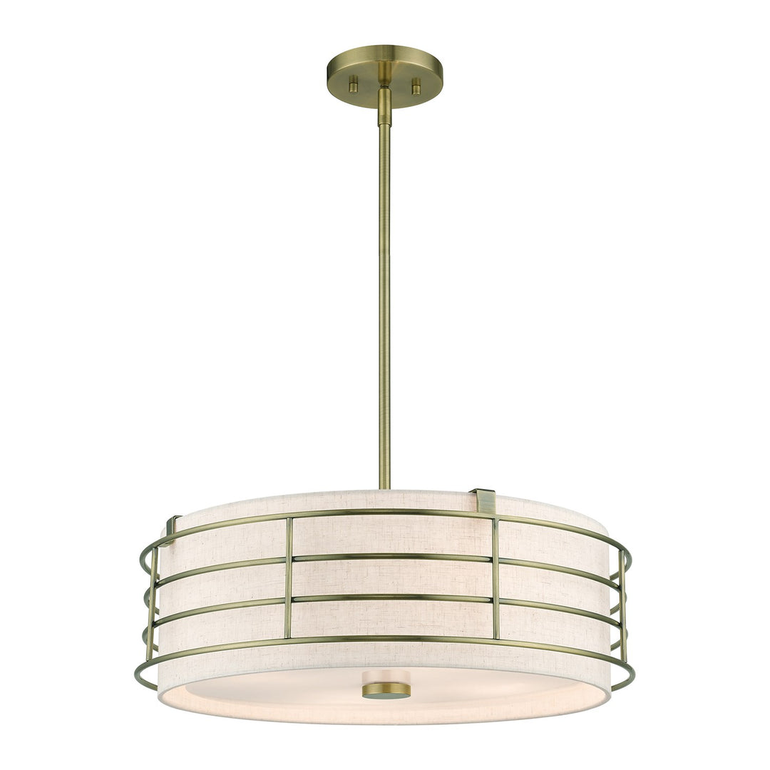 4 Light Antique Brass Pendant Chandelier