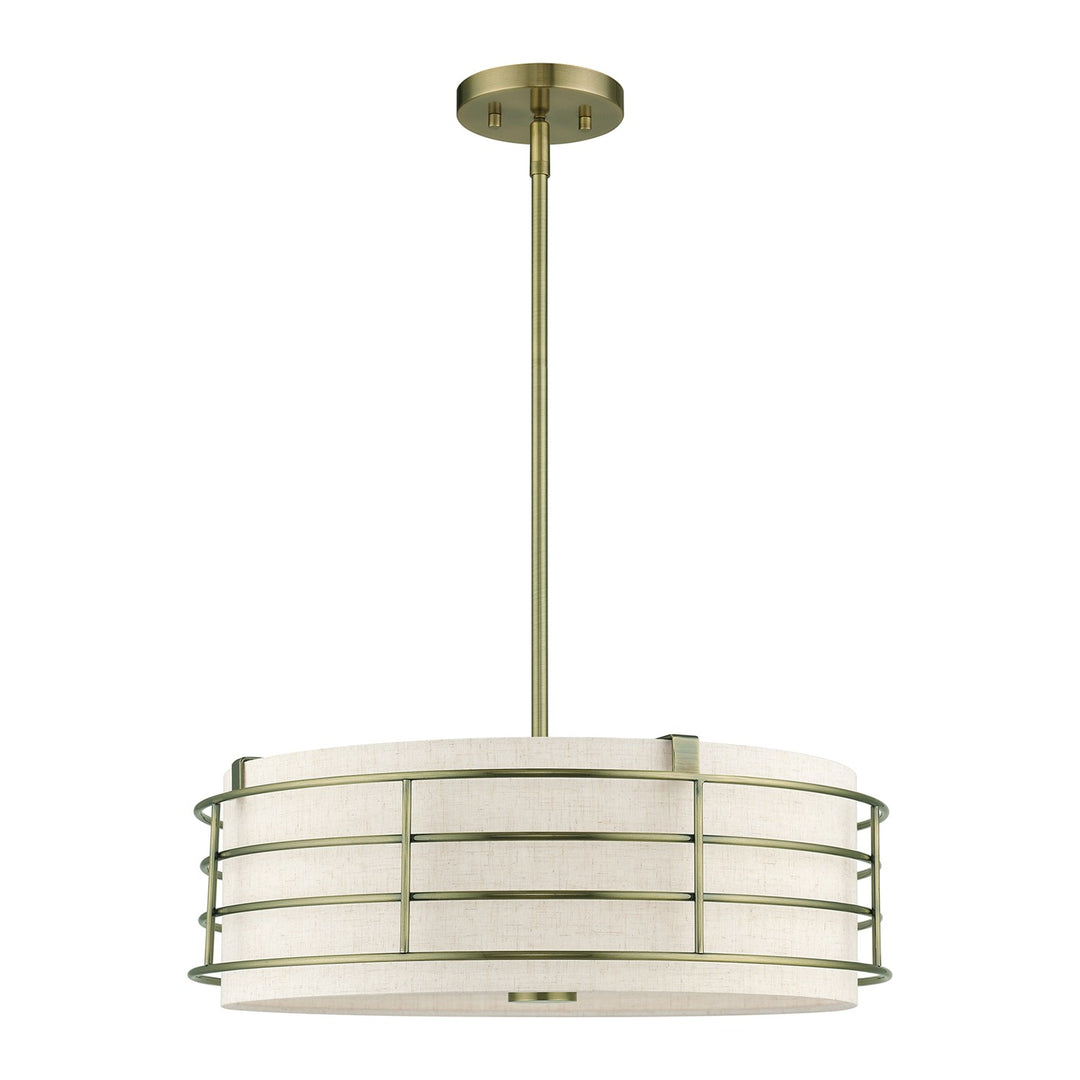 4 Light Antique Brass Pendant Chandelier