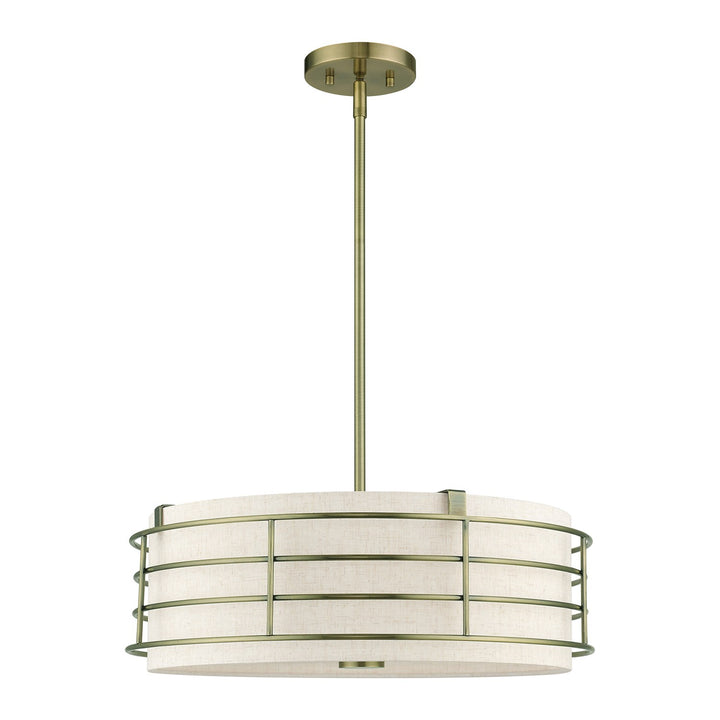 4 Light Antique Brass Pendant Chandelier