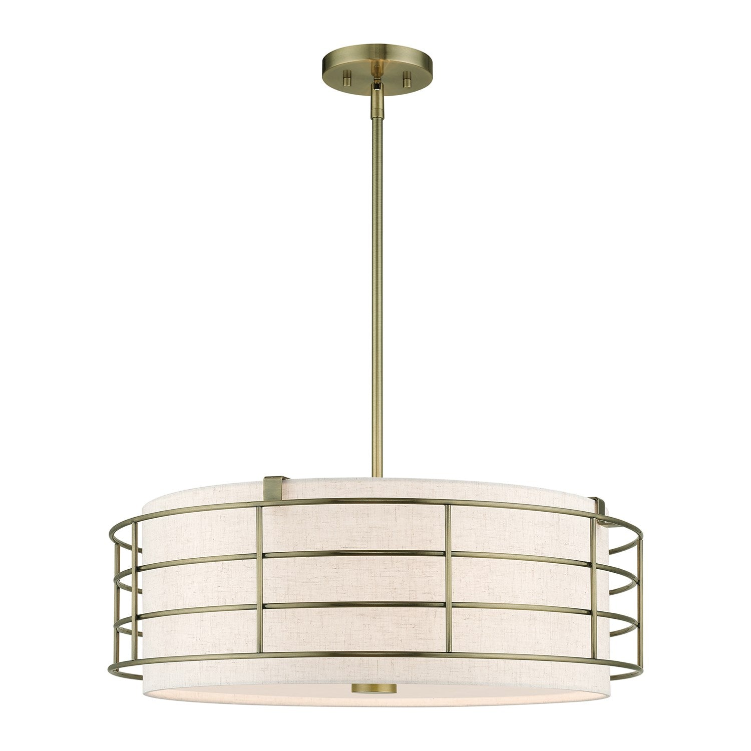 5 Light Antique Brass Pendant Chandelier by Livex Lighting