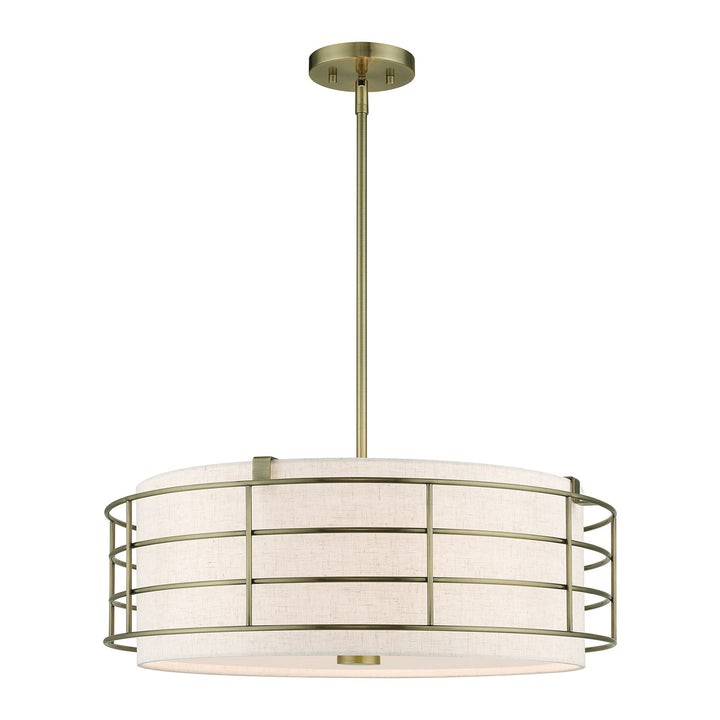 5 Light Antique Brass Pendant Chandelier by Livex Lighting