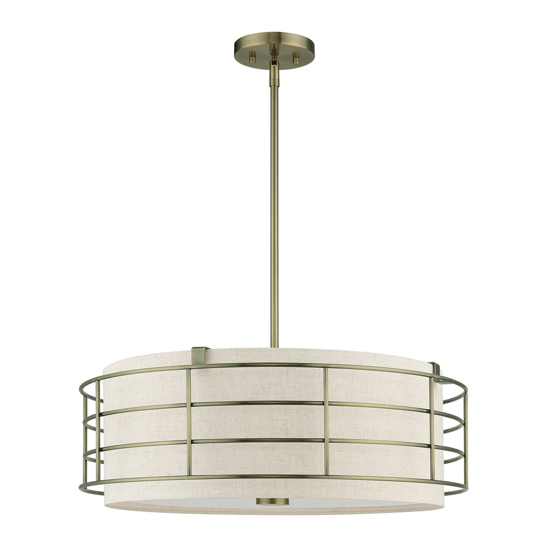 5 Light Antique Brass Pendant Chandelier