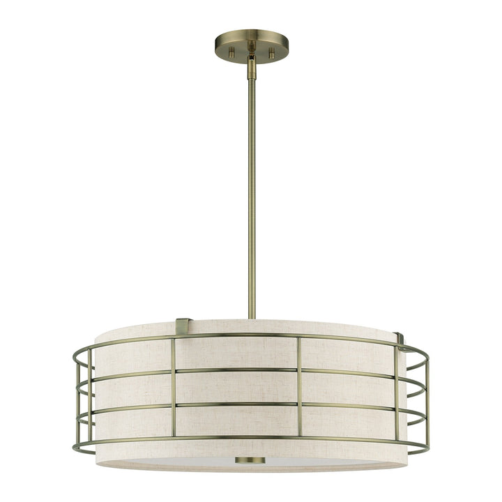 5 Light Antique Brass Pendant Chandelier