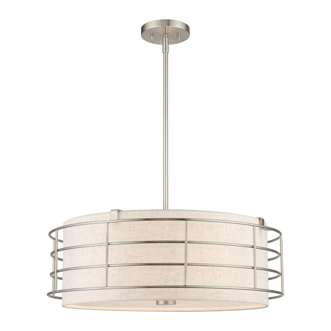 5 Light Brushed Nickel Pendant Chandelier by Livex Lighting