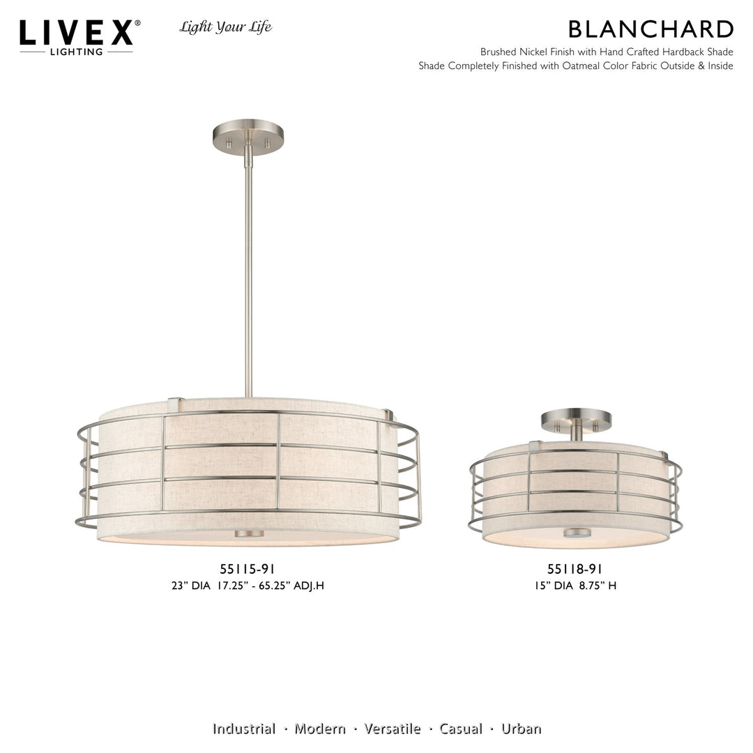 5 Light Brushed Nickel Pendant Chandelier