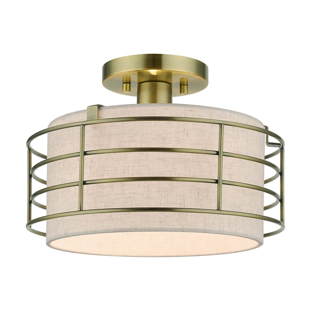 1 Light Antique Brass Medium Semi-Flush by Livex Lighting